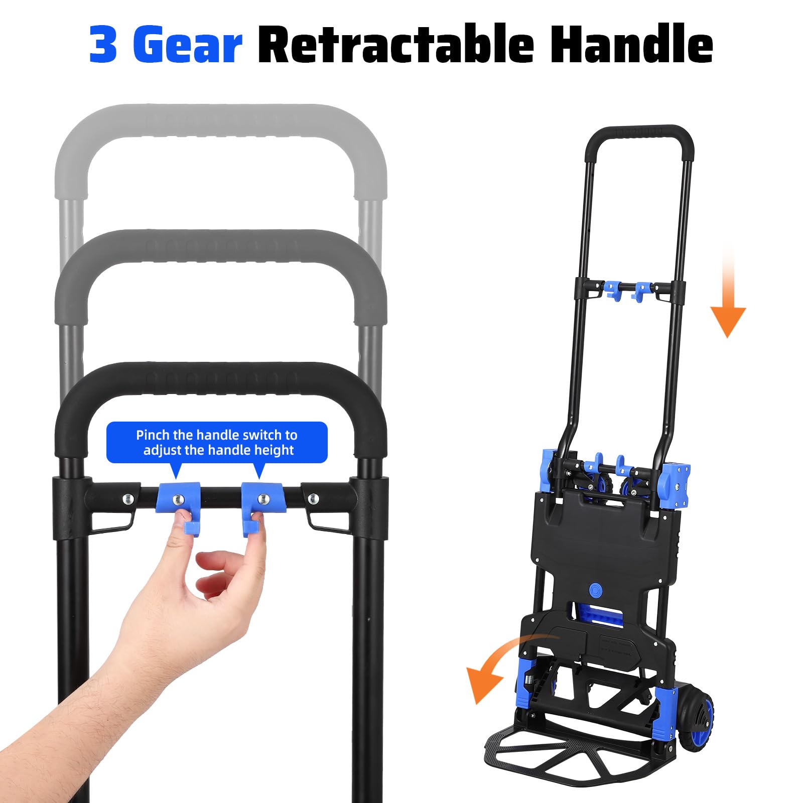 Aazon.co: 2-in-1Hand Truck Dolly Foldable With Folding Basket,330LBS