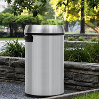 65L/17Gal Trash Can with Swing Top, Commercial Grade Heavy Duty Brushed Stainless Steel Outdoor Trash Can, Large Kitchen Trash Can, Round