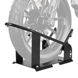 Garvee Heavy Duty Motorcycle Wheel Chock Stand Adjustable Front Tire Holder for 15-21 Inch Wheels Steel Black for Garage Trailer Truck