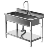 Garvee Stainless Steel Utility Sink Large Freestanding Laundry Sink with Pull-Out Faucet for Kitchen Bathroom Laundry Room Garage Outdoor Indoor Use - No Drawer