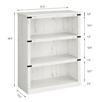 Garvee 3 Tier Bookcase, Farmhouse Book Shelf with Storage Open Display Bookshelves, 43.3" Low Book Case Wooden 3 Shelf Bookcase Home Decor Furniture for Home Office, Living Room, Bed Room - White
