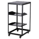 Garvee 20U 23"–40" Adjustable Depth Open Frame Server Rack, wall-mount or freestanding setup, for Network & AV Equipment, Black