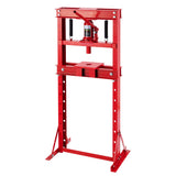 Garvee 12 Ton Hydraulic Press Heavy Duty H-Frame Garage Floor Shop Press Adjustable Worktable Red for Metal Bending & Straightening - Red