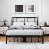 Garvee Full Size Platform Bed Frame with Headboard, Heavy Duty Metal Slat Support, Noise Free Design, Easy Installation, Black, 880 lbs Capacity - Black