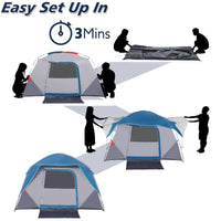 Garvee 4-6 Person Camping Tent - Waterproof Lightweight with Rainfly, Easy Setup for Hiking, Backpacking & Outdoor Travel, Light Blue