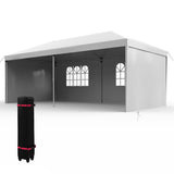 Garvee Graveelife 10x20 Pop Up Canopy Tent, Portable Outdoor Canopy with 4 Sidewalls, Wheeled Bag, Easy Set-Up Waterproof Outdoor Party Gazebo, Instant Tent for Wedding Backyard Garden Event - White