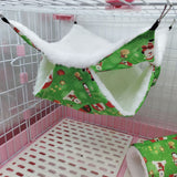 Garvee Pet Christmas Hammock Winter Warm Tunnel Hanging Cotton Nest Pet Supplies for Hamster Squirrel Guinea Pig Double Hammock 34 x 34 Green - Double Hammock 34 X 34 Green