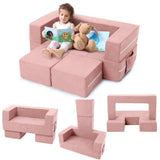 Garvee Kids Play Couch, 3Pcs Modular Kids Couch Toddler Couch for Playroom Bedroom Furniture, Convertible Foam Kids Play Sofa with Removable Cover, Pink - Pink