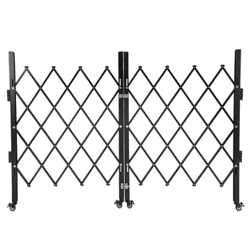 Garvee Double Folding Security Gate Heavy-Duty Steel Lockable Scissor Gate 52"H x 75"W Black Outdoor Use