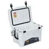 Garvee 35 Qt Portable Ice Cooler – Heavy Duty Ice Chest with Cup Holder, Fish Ruler, Bottle Opener, Easy Drainage, Durable LLPDE & PU, Leak-Proof Design for Camping, Beach, Boat, Fishing, Picnic, Travel - White