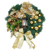 Garvee Christmas Wreath for Front Door, 15.7Inch Handmade Artifical Christmas Wreath No Fading Decorative Garland for Indoor Outdoor Windows Golden lamp