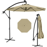Garvee 10' Cantilever Umbrella with 360 Rotating Base, UV Protection Offset Patio Umbrella 10 Ribs Outdoor Sun Shade with Easy Tilt Adjustment for Backyard, Lawn, Garden, Beige - Beige