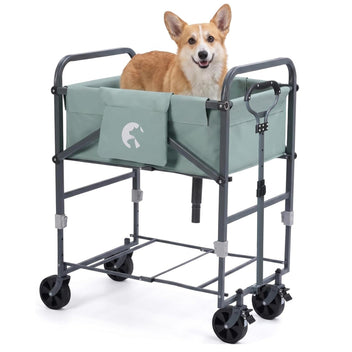 Garvee Portable Dog Bath Tub for Small & Medium Dogs, Folding Elevated Pet Grooming Station with Wheels, 4-Level Adjustable Height, Dog Wash Station for Home, 1000D PVC, Fits Up to 33 lbs, Light Gray