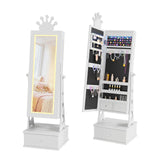 Garvee Kids Jewelry Armoire Cabinet With Full-Length Mirror, 3 Storage Drawers, Princess Theme, 28"x8", Pink