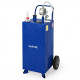 Garvee 30 Gallon Fuel Gas Caddy, Portable Storage Tank with Wheels and Manual Hand Pump for Gasoline and Diesel Transfer, Suitable for ATV, Car, Mower, Tractor, and Boat, Blue - Blue