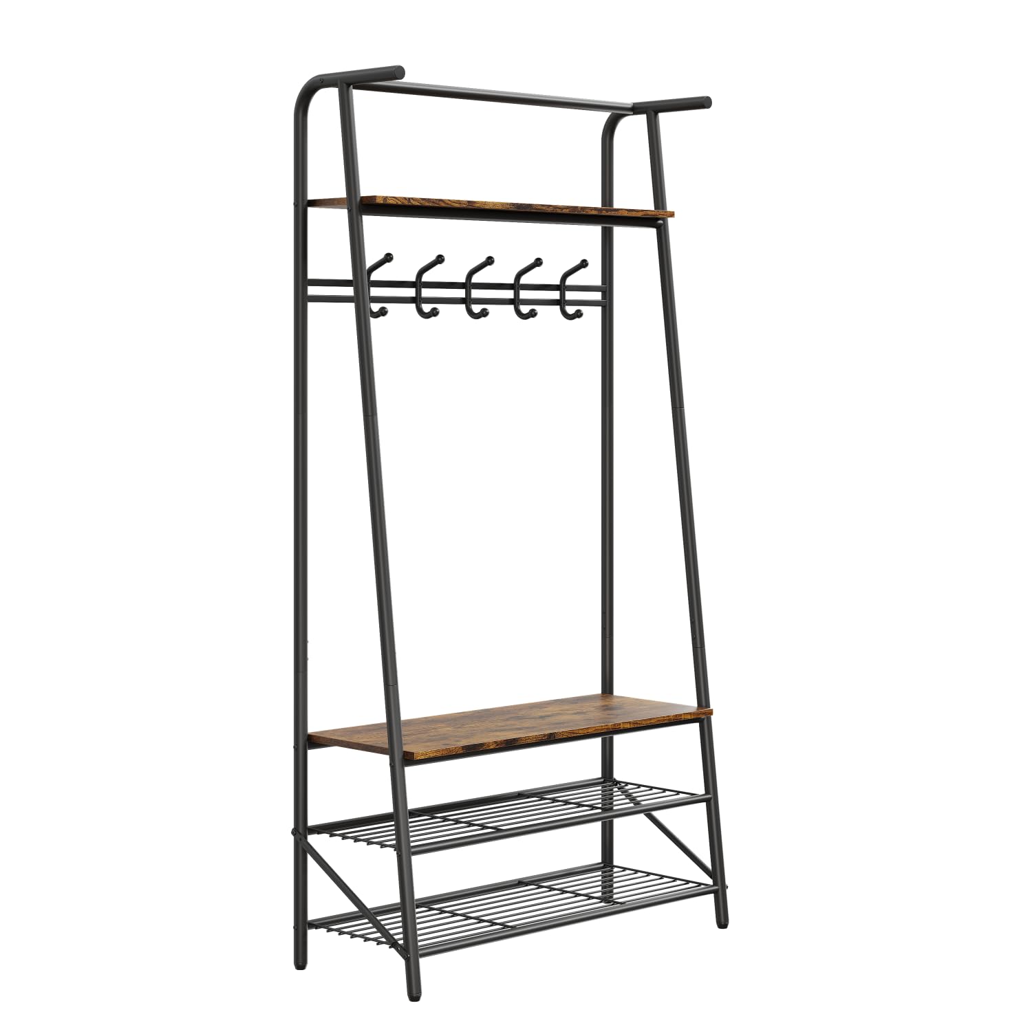 GARVEE 4-in-1 Hall Tree Coat Rack Shoe Bench - Versatile Entryway