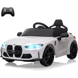 Garvee Ride - P Series: 12V Electric Ride On Car for 37-83 Months, w/RC,Licensed by BMW M4,Power Wheels for Boys Girls, with Suspension System,3 Speeds, Bluetooth, MP3, Double Door, LED Light - White - White