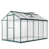 Garvee 6.25 x 10 Ft Greenhouse with Aluminum Alloy Frame & Polycarbonate Panel for Outdoors, Stable Temperature & Humidity, Green, Walk-In with Roof Vent - Green