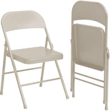 Garvee Folding Chairs 2 Pack, Foldable Chairs with Metal Frame Hold Up to 350 Pounds, Portable Beige Folding Chairs Suitable for Dining Room, Living Room, Office, Indoor and Outdoor Events - Beige