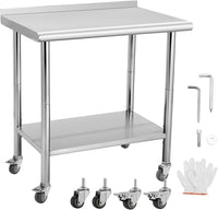 Garvee 36"L x 24"W x 35"H Nsf Stainless Steel Table Work Table with Adjustable Undershelf, Detachable Trash Bag Holder, Metal Work Table Workbench for Home Kitchen Restaurant Outdoor