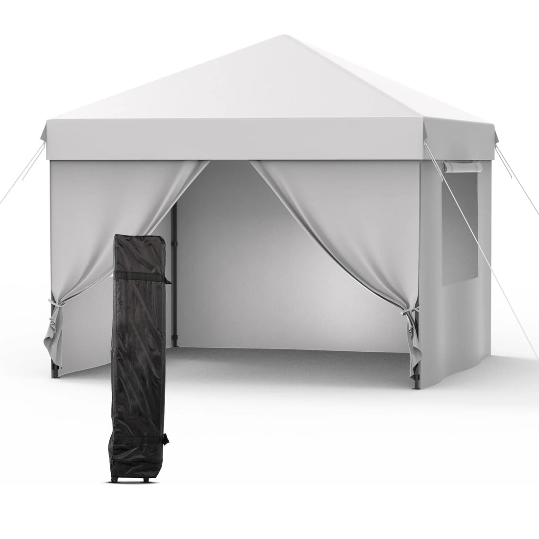 Garvee 10x10 Pop Up Canopy Tent Waterproof Instant Setup Roll-Up Windows Heavy-Duty Fabric Portable Gazebo for Camping Beach Parties Backyard
