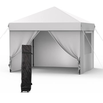 Garvee 10x10 Pop Up Canopy Tent Waterproof Instant Setup Roll-Up Windows Heavy-Duty Fabric Portable Gazebo for Camping Beach Parties Backyard