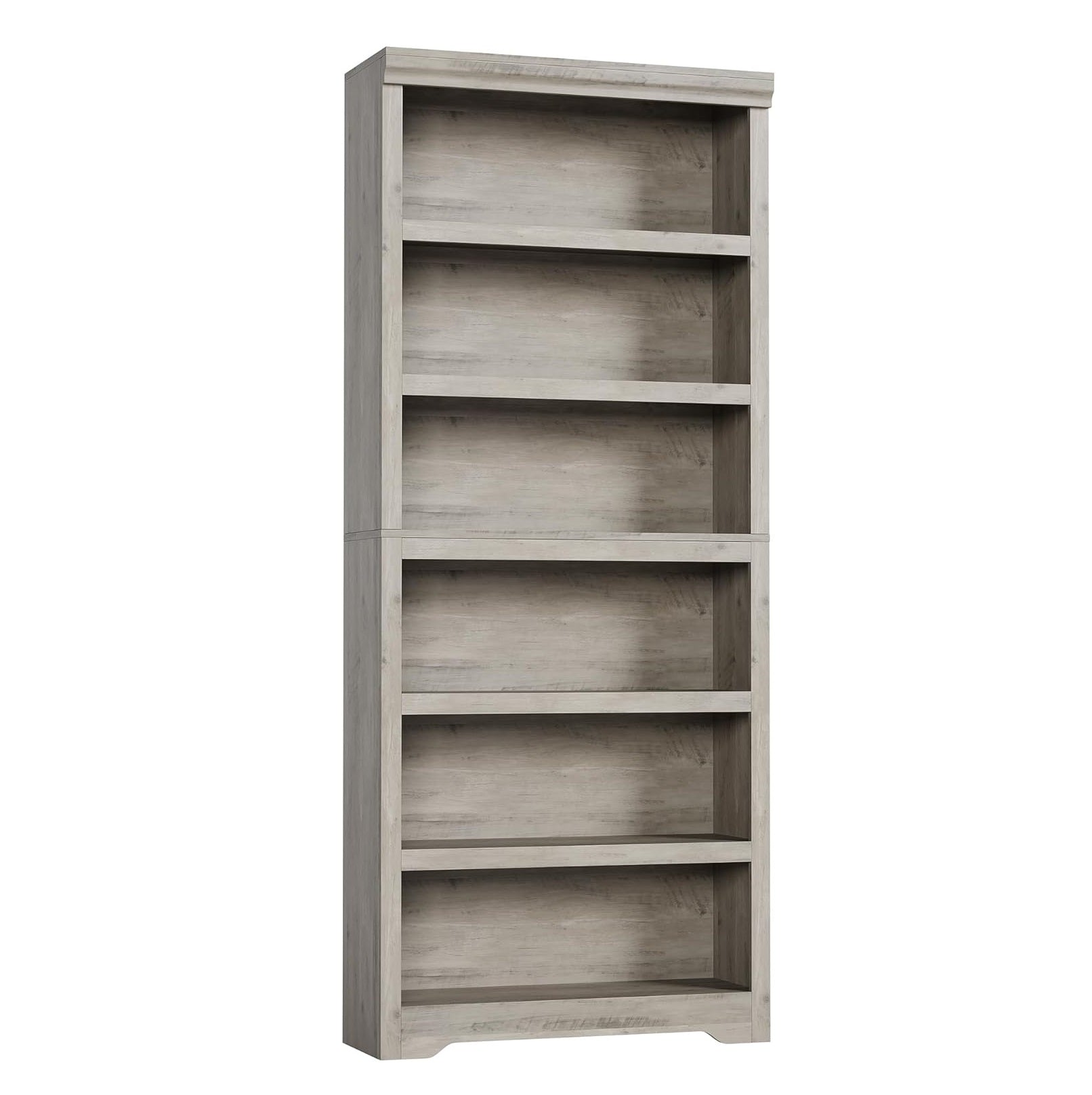 Garvee 6 Tier Bookshelf, 75" Tall Farmhouse Bookcase with Adjustable Shelves, 31.5" W Floor Standing Open Display Storage Rack with Anti-Slip Design for Home Office, Balcony, Library, Study / Living Room, Gray