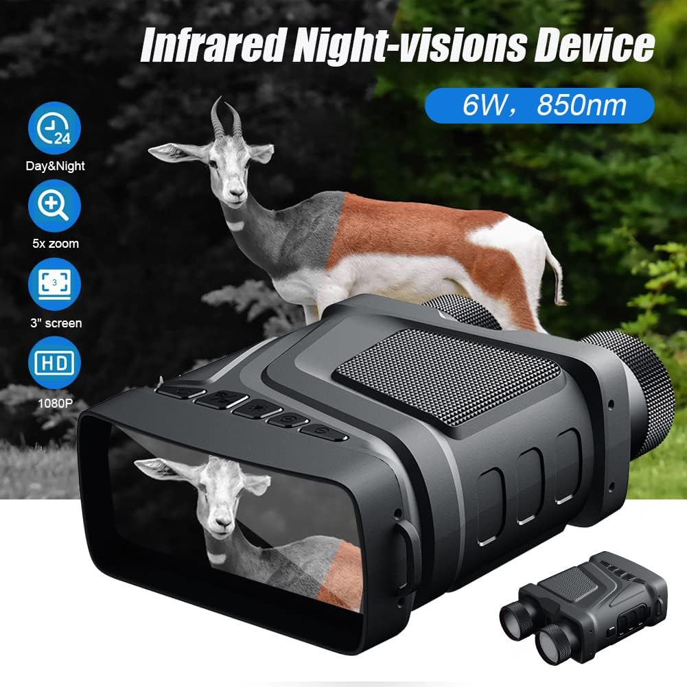 Garvee Digital Night Vision Binoculars for Adults, 5X Digital Zoom, 3" TFT Screen, 7-Level IR, 984ft/300M Range, Rechargeable, 1080P HD Infrared Goggles for Hunting, Camping, Outdoor Exploration