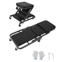 Garvee 36" Z-Creeper Seat On Wheels, Foldable Garage Mechanic Seat, 330 LBS Capacity, Black
