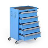 Garvee Heavy-Duty 5-Drawer Rolling Tool Chest Cabinet, Large-Capacity Modular Storage with Lock & Drawer Liners, Mobile Toolbox for Garage, Workshop, and Warehouse, Blue - Blue