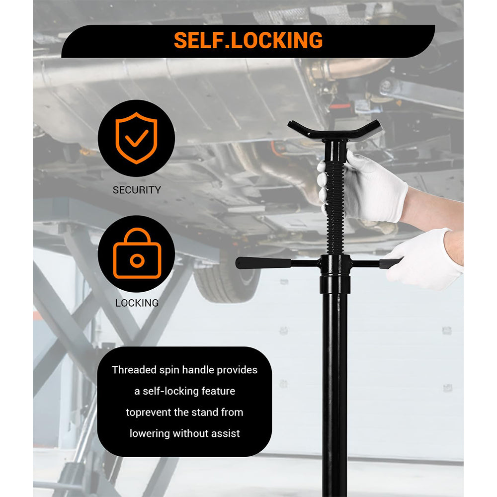 Garvee 3/4 Ton Underhoist Support Stand - 1655 lbs Capacity Jack Stand with 52" to 76" Lifting Range and 12" Diameter Base for Vehicle Lifting and Support, Black
