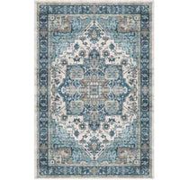 Garvee Area Rug for Living Room, 8x10 Machine Washable Vintage Rug Carpet for Bedroom Dinning Room, Distressed Area Rug Indoor Non Slip No Pile, Blue Green