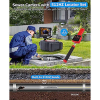 Garvee Sewer Inspection Camera with 512Hz Locator, 165ft Self-Leveling Snake Camera, 9" Touch HD Screen, DVR, Adjustable LEDs, 16GB SD Card, IP68 Waterproof for Sewer and Drainage Pipes - 165ft