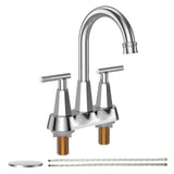 Garvee Bathroom Faucets for Sink 3 Hole, 4 inch Centerset Brushed Nickel Bathroom Sink Faucet with Pop-up Drain and 2 Supply Hoses, Stainless Steel Lead-Free 2-Handle Faucet - Chrome - Chrome