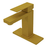 Garvee Bathroom Sink Faucet for 1 or 3 Holes with Pop Up Drain Stopper & Water Supply Hoses No-Lead Modern Single Handle Bathroom Faucet (Deck Plate Included) - Gold