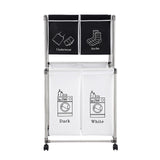 Garvee Laundry Hamper 2 Tier Clothes Sorter With Four Wheels, 4 Removable Bags For Bathroom Living Room Bedroom, Light And Dark