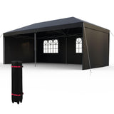 Garvee Graveelife 10x20 Pop Up Canopy Tent, Portable Outdoor Canopy with 4 Sidewalls, Wheeled Bag, Easy Set-Up Waterproof Outdoor Party Gazebo, Instant Tent for Wedding Backyard Garden Event - Black