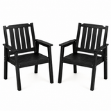 Garvee HDPE Patio Dining Chairs Set of 2, 650 lbs All-Weather Outdoor Armchairs with Wide Seat & Armrests, Black - Black