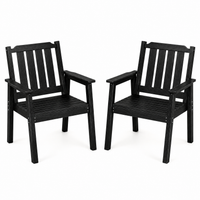 Garvee HDPE Patio Dining Chairs Set of 2, 650 lbs All-Weather Outdoor Armchairs with Wide Seat & Armrests, Black