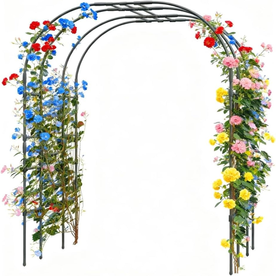Garvee Garden Arch Trellis for Climbing Plants - Heavy-Duty Galvanized Steel, Rust-Resistant Coating, Easy Tool-Free Assembly, Powder-Coated Black, 59x86.6in, Outdoor Wedding Patio Decor