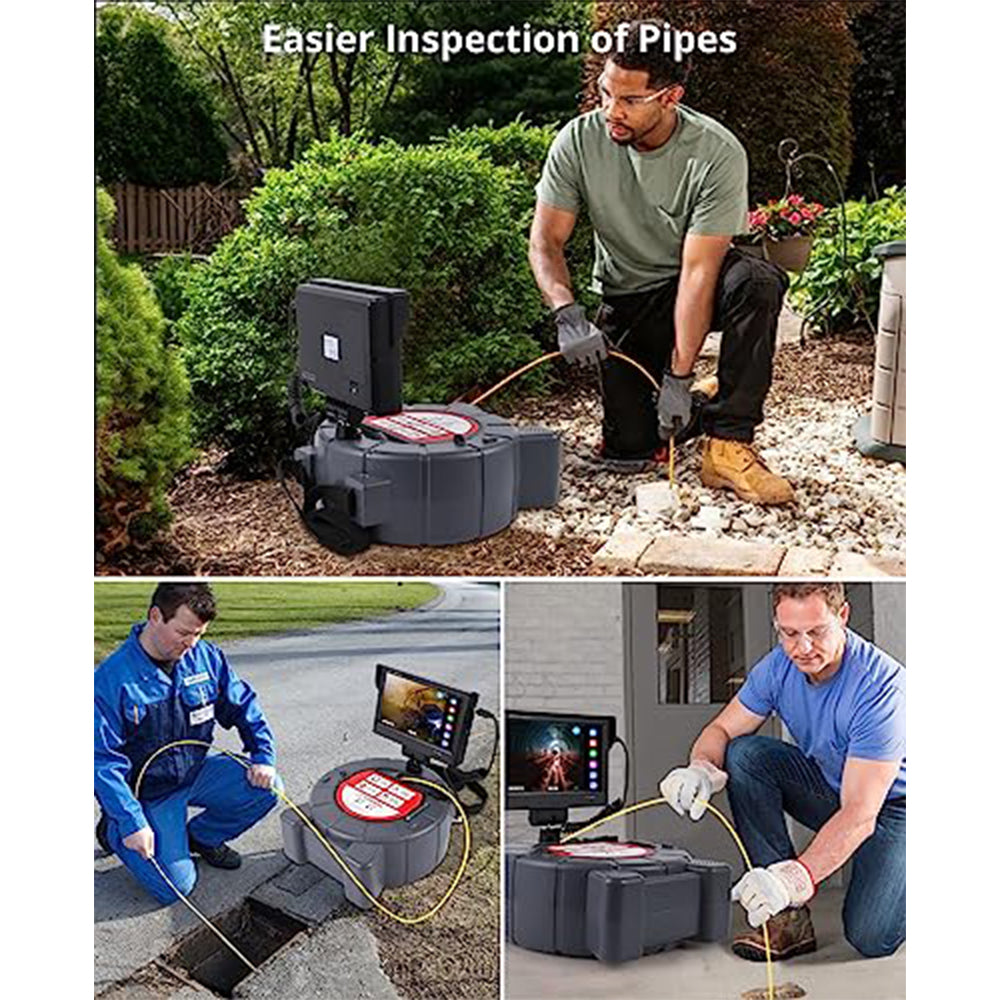 Garvee Sewer Inspection Camera with 512Hz Locator, 165ft Self-Leveling Snake Camera, 9" Touch HD Screen, DVR, Adjustable LEDs, 16GB SD Card, IP68 Waterproof for Sewer and Drainage Pipes - 165ft