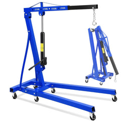 Garvee 2 Ton Hydraulic Engine Hoist Folding Cherry Picker Shop Crane Lift 4400LB Blue - Blue