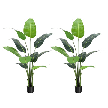 Garvee 5ft Bird of Paradise Artificial Tree with 10 Trunks, Adjustable Shape, Durable Cement Pot, Faux Banana Plant for Indoor Outdoor Decor