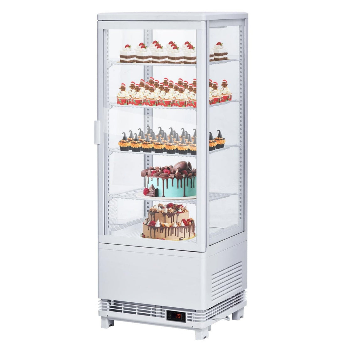 Commercial Refrigerator Display Case, 110v 3.5 Cu.FT Single-Door Countertop Pastry Display Case with Interior LED Lighting, Double-Layered Glass, Countertop/Floor Refrigerator