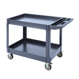 Garvee Service Utility Cart 2-Shelf Utility/Service Cart, 500-Pound Capacity, Storage Handle, for Warehouse/Garage/Cleaning/Manufacturing，45"X25" grey - Grey