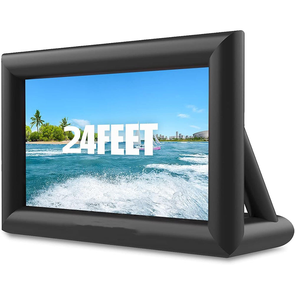 Garvee Inflatable Projector Screen for Outside, 24FT Portable Blow Up Outdoor Projector Screen, Front & Rear Projection, with Rope, Air Blower, Ground Nails and Carry Bag, for Theater, Football, Backyard