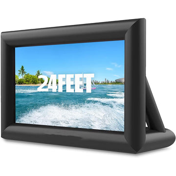 Garvee Inflatable Projector Screen for Outside, 24FT Portable Blow Up Outdoor Projector Screen, Front & Rear Projection, with Rope, Air Blower, Ground Nails and Carry Bag, for Theater, Football, Backyard