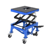 Garvee 350 lbs Hydraulic Motorcycle Lift Jack Table - Foot-Operated Scissor Lift with Anti-Slip Platform, Drainage Rubber Mat, and J-Hooks for Motorcycle, ATV, and Dirt Bike Maintenance, Blue - Blue