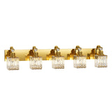 Garvee Modern Crystal Bathroom Vanity Lights Gold Bathroom Light Fixtures Crystal Vanity Shower Lights Over Mirror, Mirror Glass Crystal Bathroom Vanity Lighting Fixtures, Square Shade - Gold Square