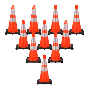 Garvee 10 Pack of 28 Inch Safety Traffic Cones - Orange PVC Cones with Reflective Collars for High Visibility; Safety Cones Great for Parking Lots, Driveways, Construction, and Traffic Management